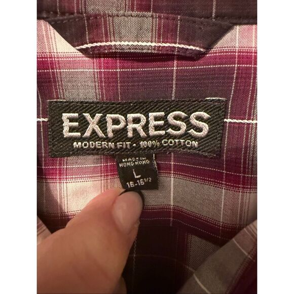Express modern fit plaid button down shirts men’s lot of 3 medium 15-16.5” - Picture 11 of 15